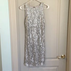 Backless caché silver sequin dress size 6
